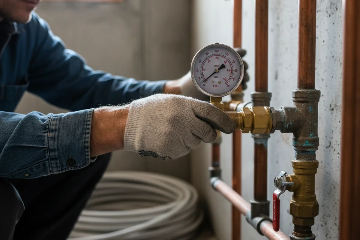 Pressure testing a repaired line during Water Line Repair in Shermans Dale